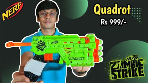 Review Nerf Zombie Strike Quadrot Unboxing Review Firing Test