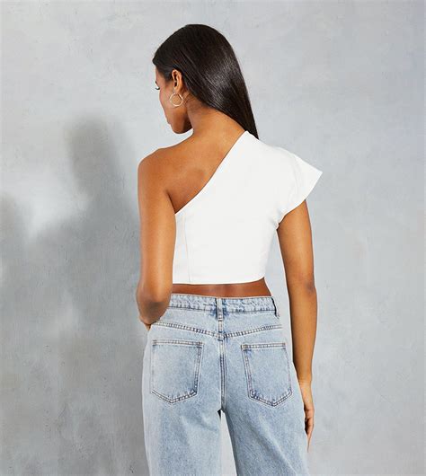 Buy Misspap One Shoulder Structured Asymmetric Top In White 6thstreet