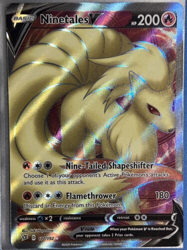 Pokemon Card Ninetales V Full Art Rebel Clash Near Mint Values