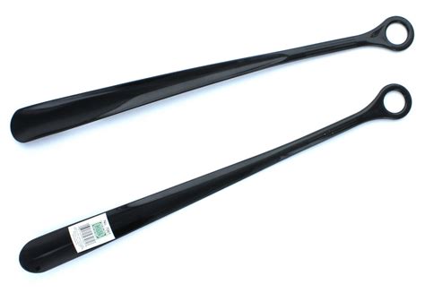 Lot Of 2 Extra Long Shoe Horn 185 Extended Arm Black Plastic With Big