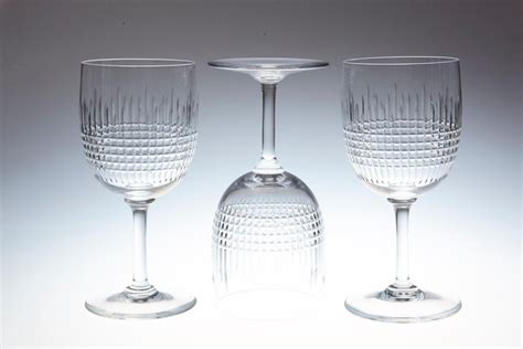 Set Of Nine Baccarat Crystal Nancy Pattern White Wine Glasses Circa 1950s At 1stdibs