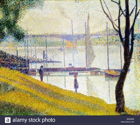 Georges Seurat Bridge At Courbevoie Landscape Painting 1886 1887