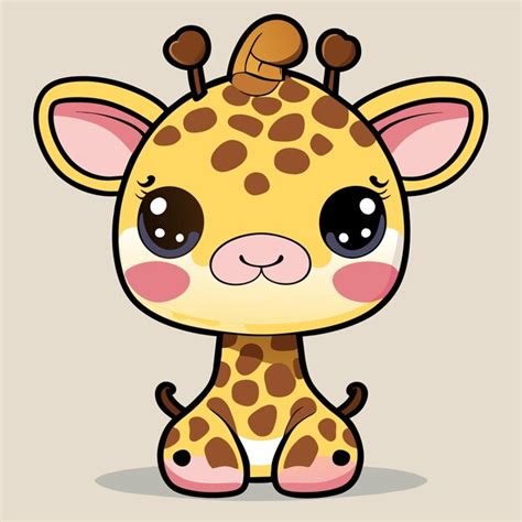 Niedliche Giraffe Handgezeichnetes Cartoon Aufkleber Symbol Konzept