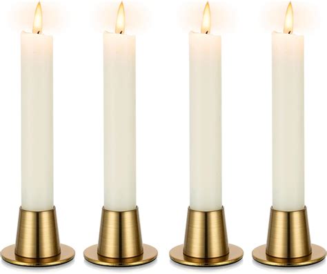 Nuptio Candle Stick Candle Holder 4 Pcs Gold Candlestick Taper Holders Small Metal