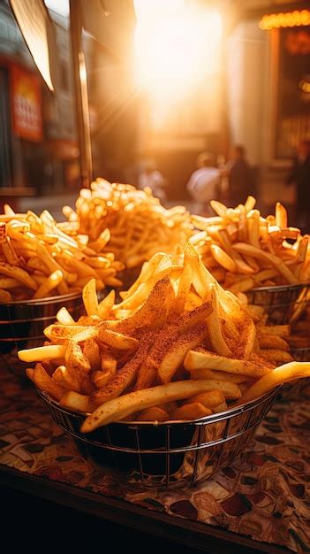 Premium AI Image | a basket of french fries with a basket of french fries.