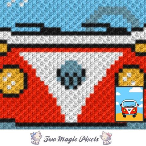 Vintage VW Bus C2C Graph SC Graph Cross Stitch Graph By Two Magic