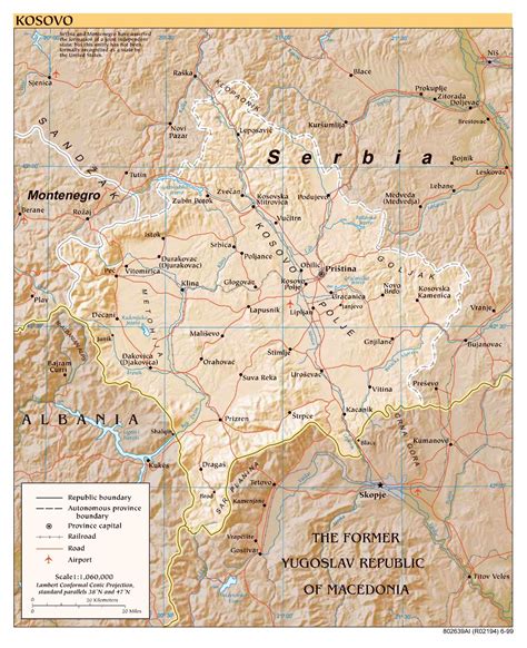 Large Detailed Political Map Of Kosovo With Relief Roads Railroads