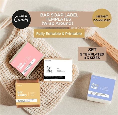 Bar Soap Label Template Canva Editable Soap Labels Printable Etsy