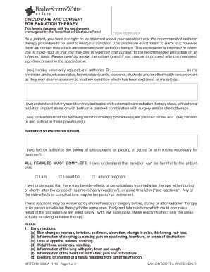 Fillable Online Sw Disclosure And Consent For Radiation Therapy Fax