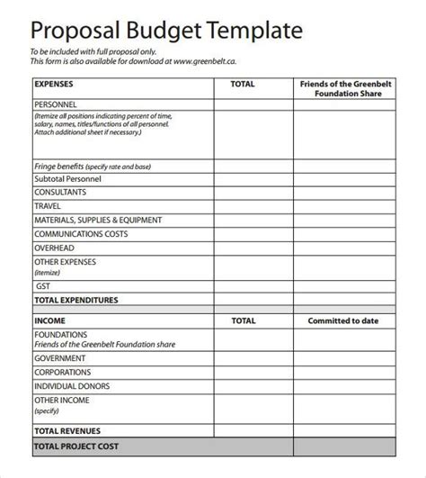 Budget Proposal Excel Template