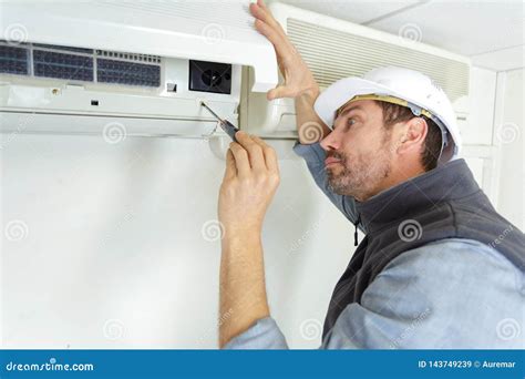 Fixing And Maintaining Air Conditioning System Stock Image Image Of