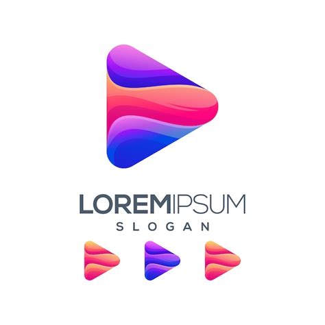 Jugar diseño de logotipo de color degradado Vector Premium