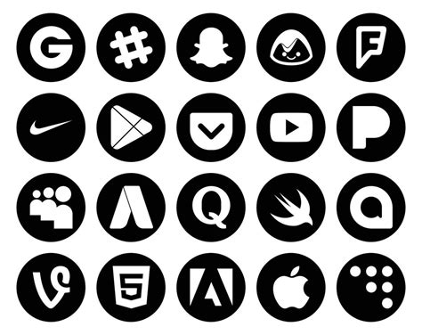 20 Social Media Icon Pack Including Swift Quora Apps Adwords Pandora