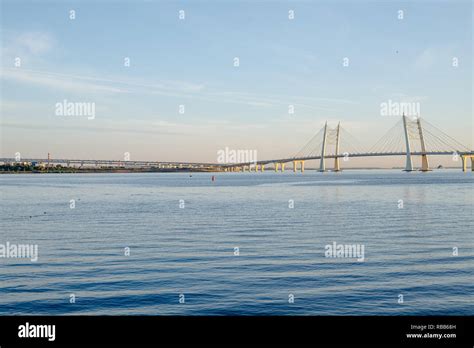 The bridge in St. Petersburg. Beautiful view of the Gulf of Finland, St ...