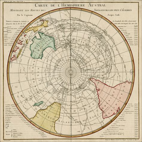 Carte De L Hemisphere Austral Montrant Les Routes Des Navigateurs Les