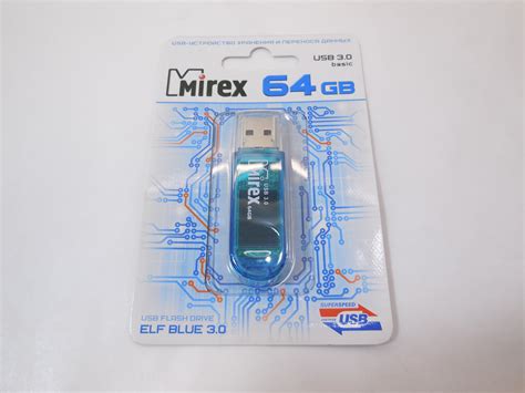 Флешка USB 3.0, 64Гб Mirex Elf синий