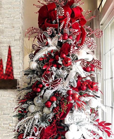 Festive Holiday Tree With Red And Silver Decorations 59 Off