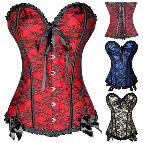 Miss Moly Womens Vintage Floral Overbust Corset Lace Up Bustier