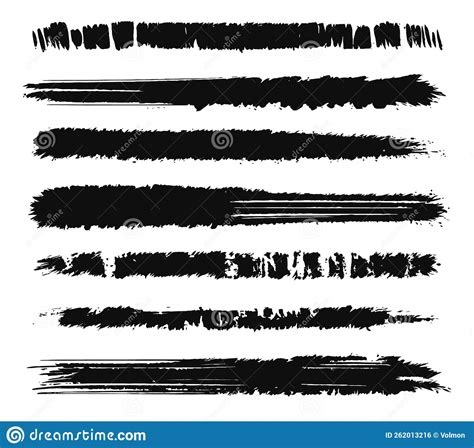 Conjunto De Trazos De Pincel Grueso Vector De Pincel Negro Ilustración