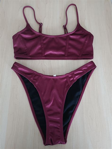 Summer New Design Hot Sexy Shiny Wine Red Bikini And Ins Style