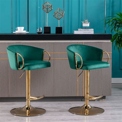 24-32 Inch Velvet Swivel Bar Stools with Back, Velvet Upholstered