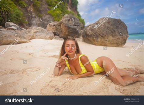 Sexy Blonde Woman Tanning Beach Stock Photo 1336012319 Shutterstock