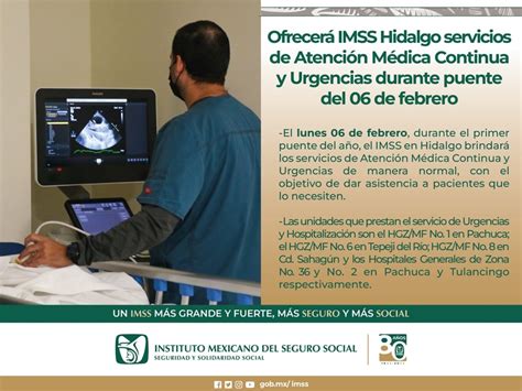 Ofrecer Imss Hidalgo Servicios De Atenci N M Dica Continua Y Urgencias