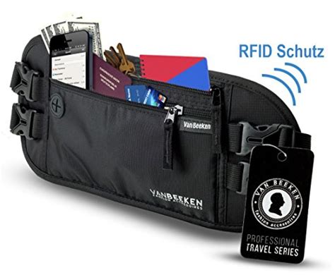 Flache Bauchtasche Hüfttasche mit RFID Blocker und 2 Hüftgurten für