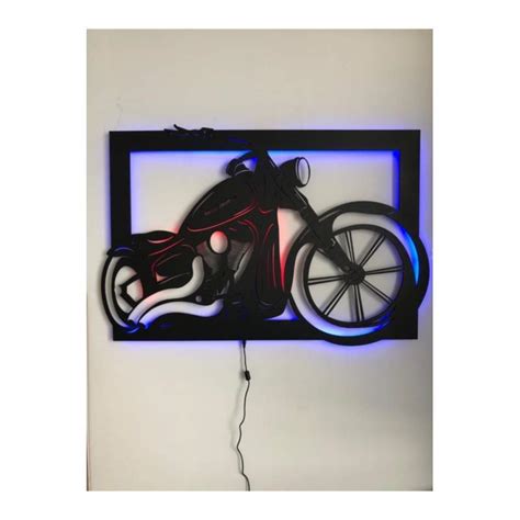 Harley Davıdson 50 X 70 Led Işıklı Tablo Ahşap Duvar