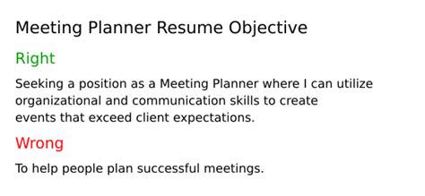 Top 17 Meeting Planner Resume Objective Examples | ResumeCat