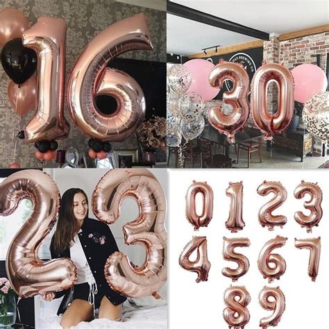 Inch Aluminum Foil Number Balloons Large Figures Globos Rose Gold