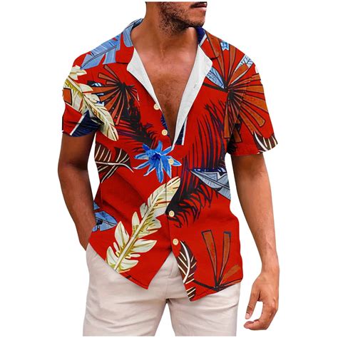 Gmwm Mens Short Sleeve Shirts Sweat Absorbing Hawaiian Beach Shirts