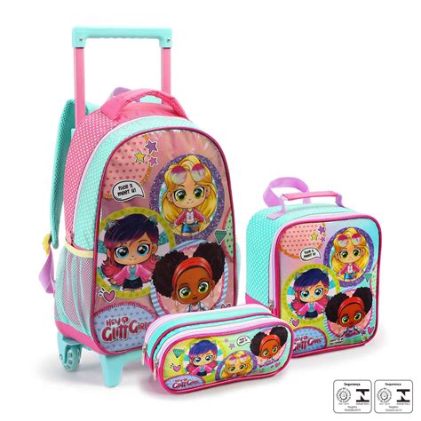 Kit Escolar Hey Glitt Girls Turquesa Seanite Seanite Mochilas