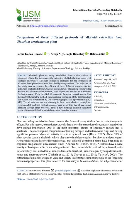 (PDF) Comparison of three different protocols of alkaloid extraction ...