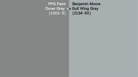 PPG Paint Dover Gray 1001 5 Vs Benjamin Moore Gull Wing Gray 2134 50