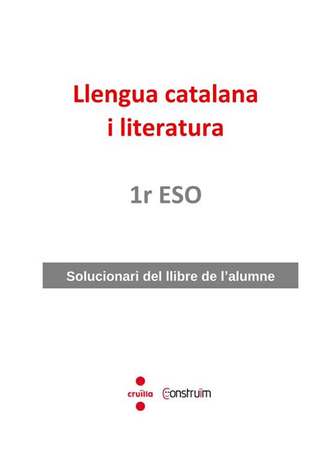 PDF Llengua Catalana I Literatura 1r ESO Construim Cruilla Cat