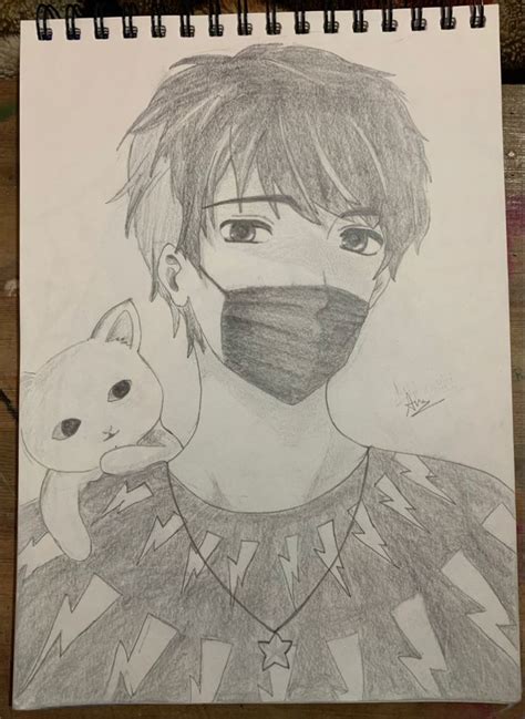 Anime boy with cat | Anime boy, Anime sketch, Anime drawings