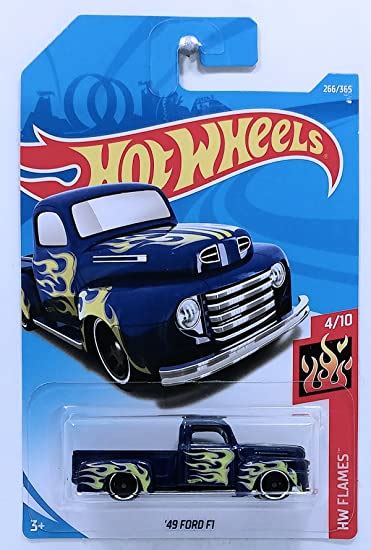 Hot Wheels Mattel 2018 Hw Flames 49 Ford F1 Truck Blue