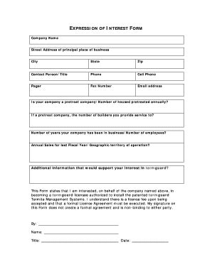 Fillable Online Expression Of Interest Form Btermguardbbcomb Fax