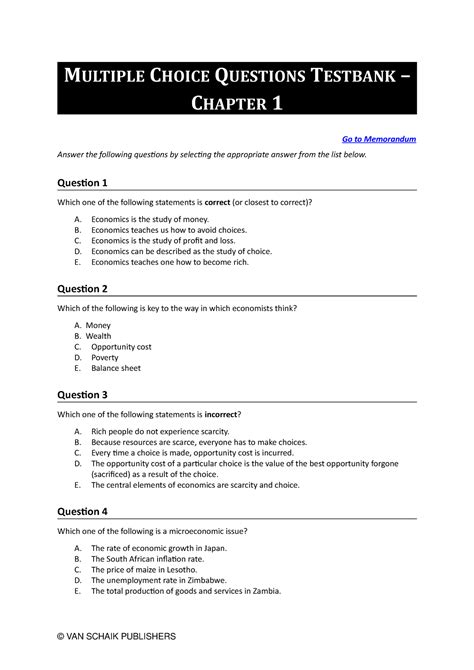 Economics Mcq C Multiple Choice Questions Testbank Chapter Go