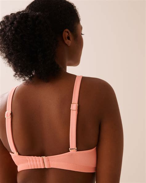 CORAL PINK Ribbed D Cup Triangle Bikini Top Coral Pink La Vie En Rose
