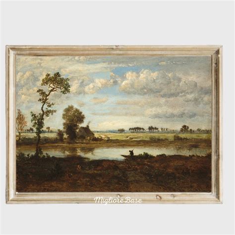 Antique Landscape Boatman Painting Vintage Landscape Print - Etsy