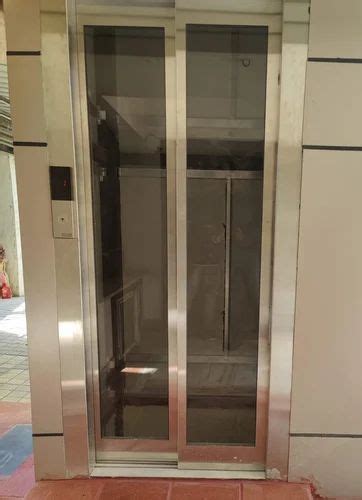 Center Opening Silver Frame Color Stainless Steel Automatic Elevator