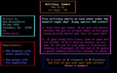 Artillery Combat | Download or Play Artillery Combat DOS Game