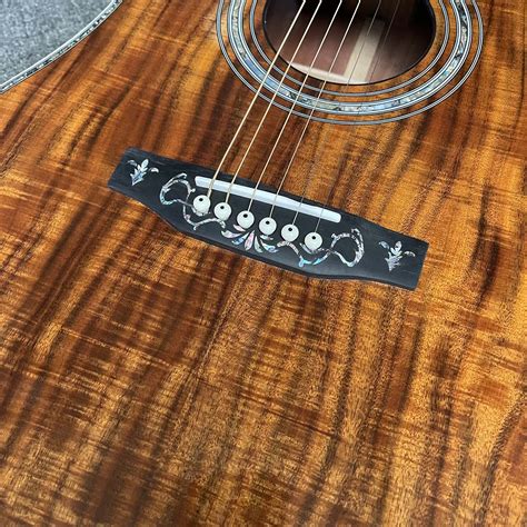 过期 Custom 41 Inch Solid Koa Wood Acoustic Guitar Abalone Binding