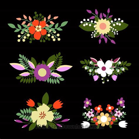 Free Vectors Cute Floral Bouquets Retro Flowers Abstract