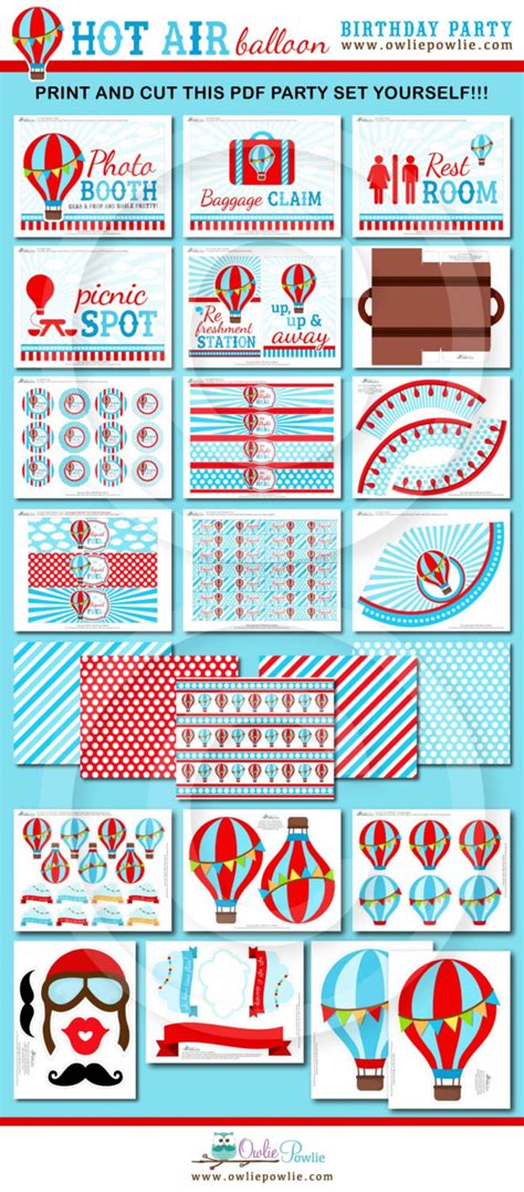 Hot Air Balloon BIRTHDAY Decorations EDITABLE Party Printable Etsy