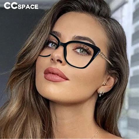 48280 Plastic Titanium Cat Eye Anti Blue Light Optical Glasses Frames Women Diamond Tr90 Fashion