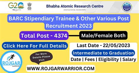 BARC Recruitment 2023 Total 4374 Vacancies Through Direct Recruitment