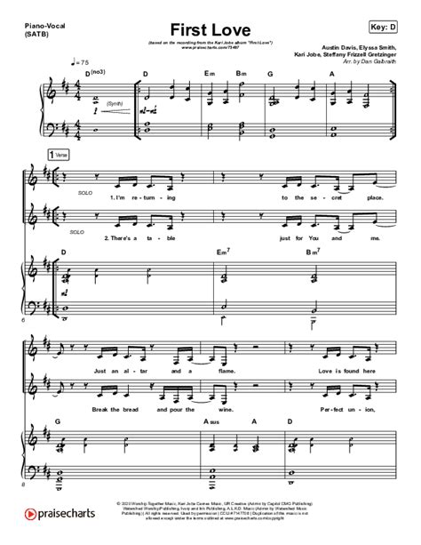 First Love Live Sheet Music Pdf Kari Jobe Praisecharts